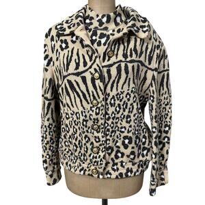St. John Collection Sweater Twinset Vintage Animal Print